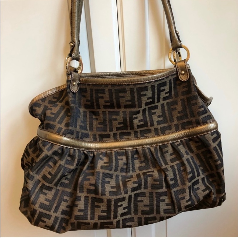 Fendi Chef  Zucca Logo Jacquard Hobo large Bag